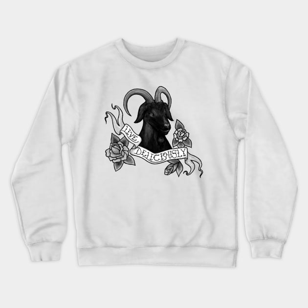 Live Deliciously Black Phillip Crewneck Sweatshirt by voxtopus